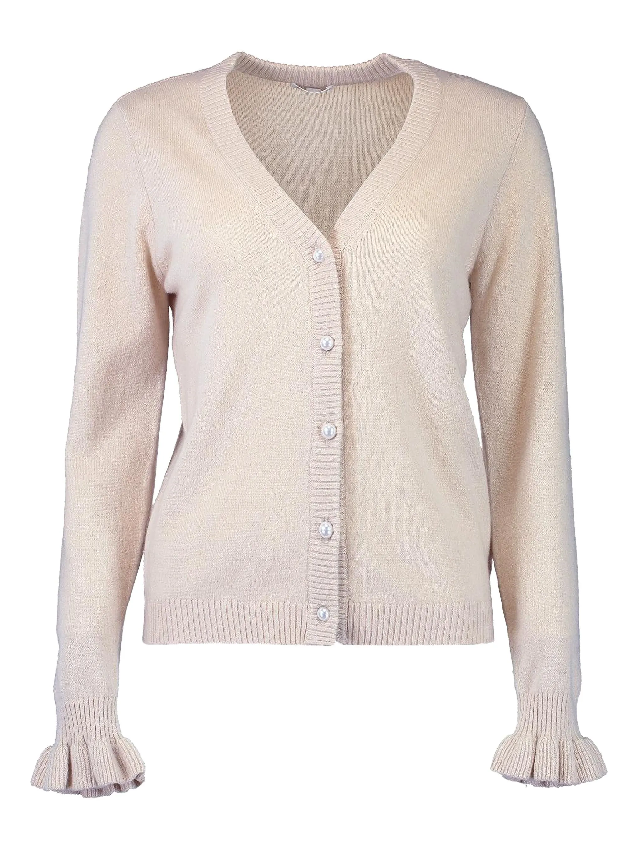 

Кардиган с рюшами и манжетами Minnie Rose, бежевый