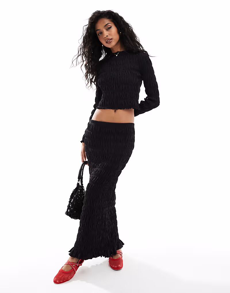 

Юбка миди со сборками ASOS DESIGN черного цвета, комплект