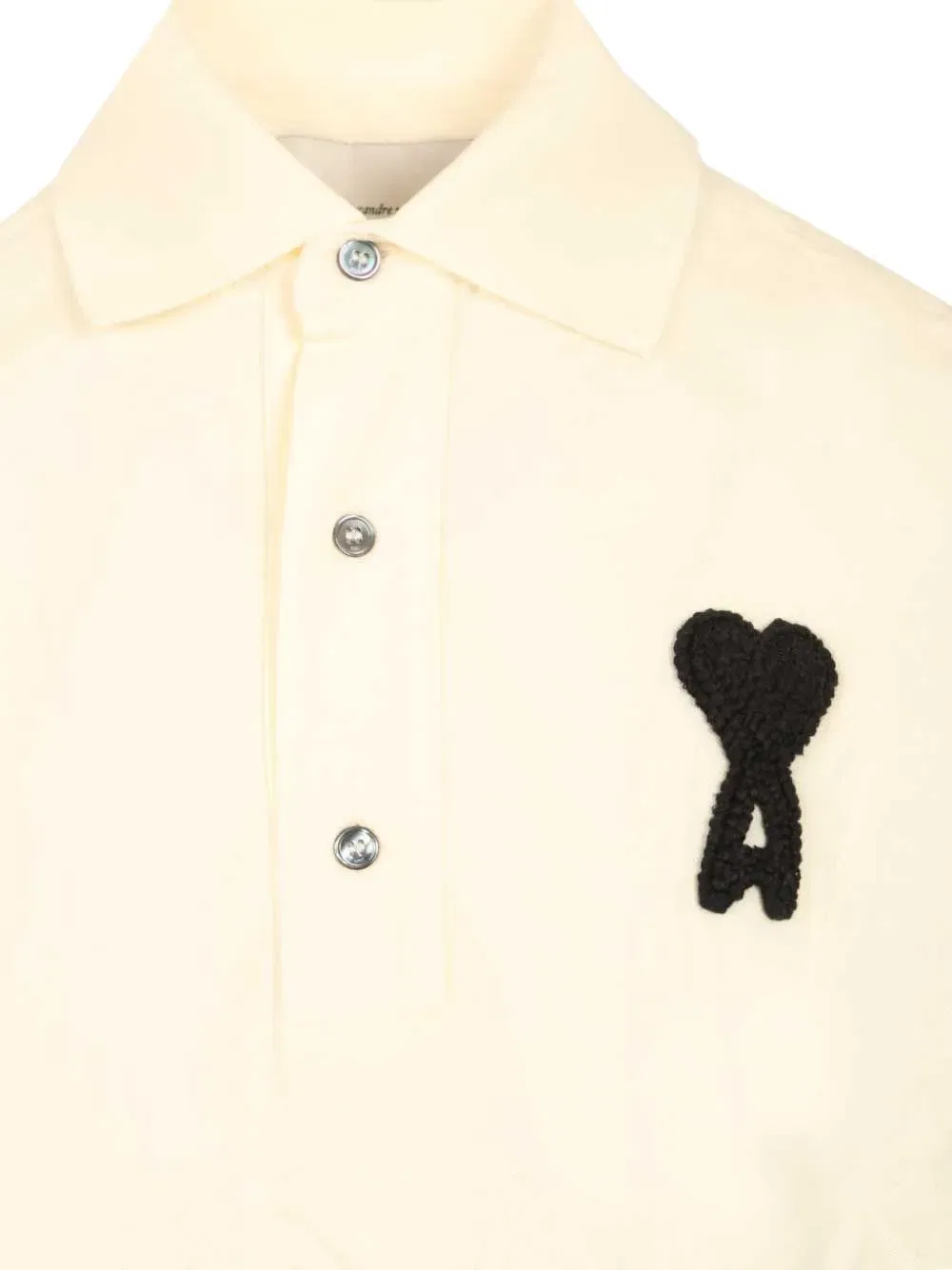 Поло с аппликацией в виде вязаного крючком логотипа Ami Paris, нейтральный — фото 3