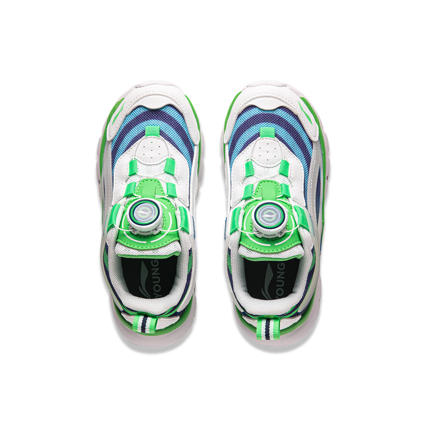 Кроссовки LINING YOUNG Sports Life Collection Kids Lifestyle Shoes Kids Low-top Standard White/fluorescent Acid Green/deep Violet Blue, зеленый — фото 4