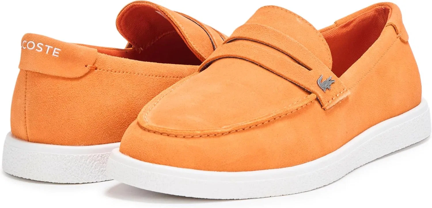 Лоферы из замши Lacoste, Оранжевый/Белый — фото 3