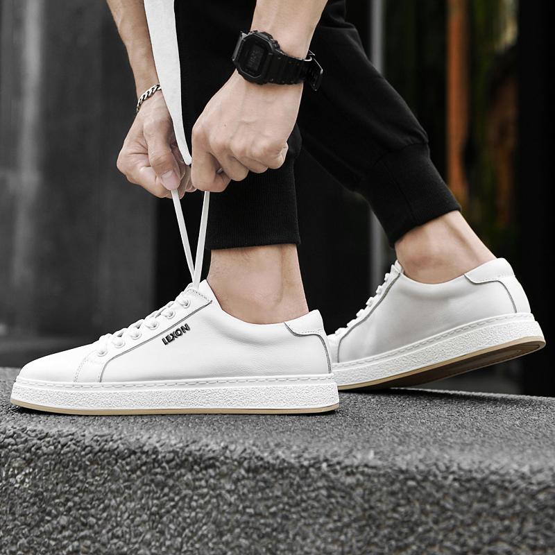 LEXON Мужские низкие скейтерские кеды белые, цвет White — фото 4