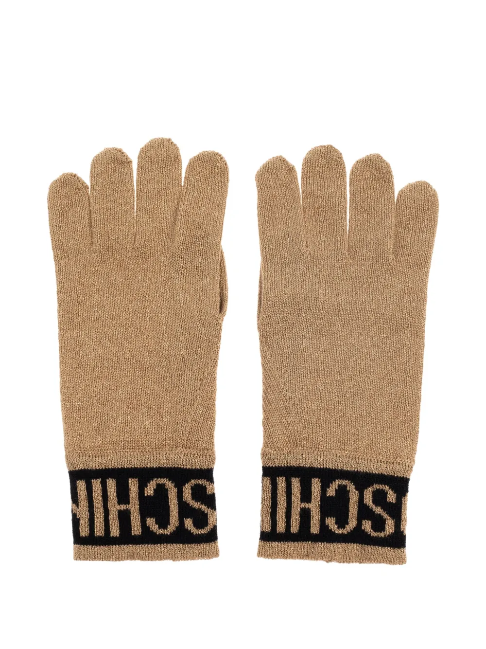 

Перчатки с интарсией в виде логотипа Moschino, коричневый