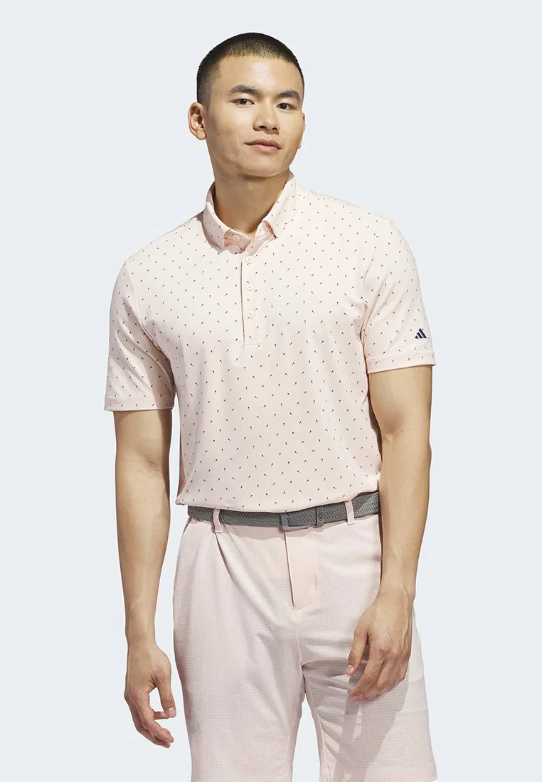Поло Ultimate365+ Micro Print, мужское, Adidas, розовый