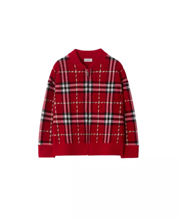 

Шерстяная куртка-бомбер в клетку для мальчиков - для малышей и для детей постарше Burberry, красный