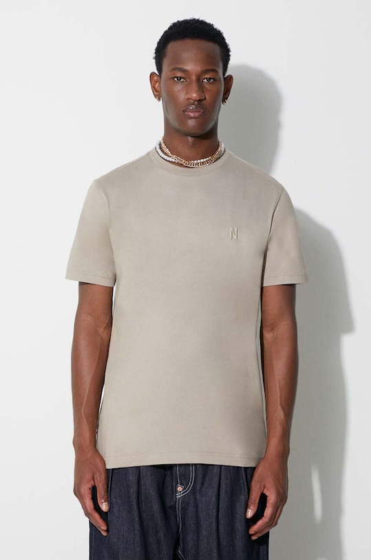 

Хлопковая футболка Johannes Organic N Logo Norse Projects, бежевый