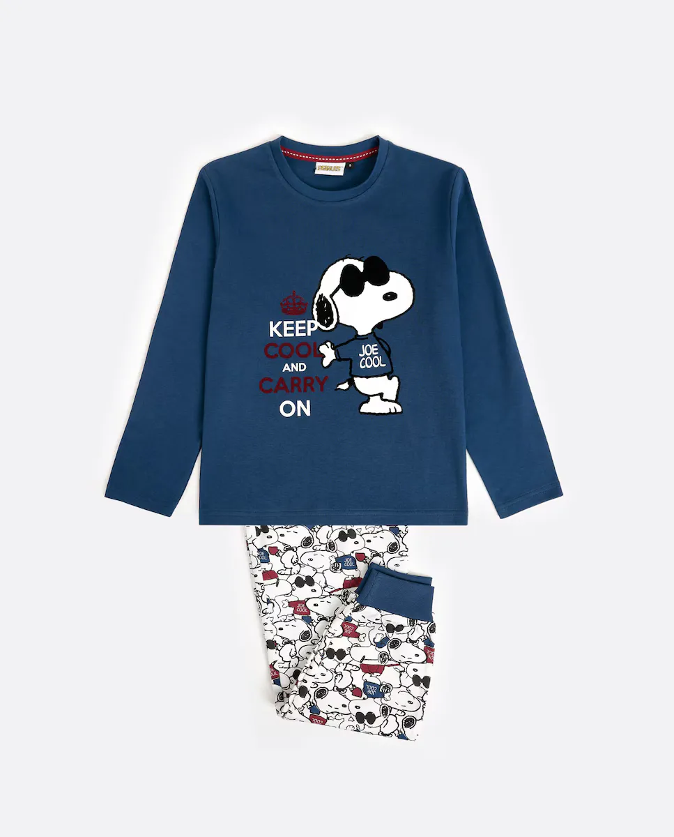 

Длинная вязаная пижама для мальчика темно-синего цвета Peanuts