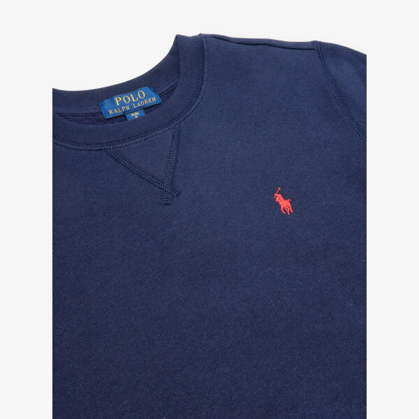 Свитшот из хлопкового трикотажа с вышитым логотипом для мальчиков Polo Ralph Lauren, синий — фото 2