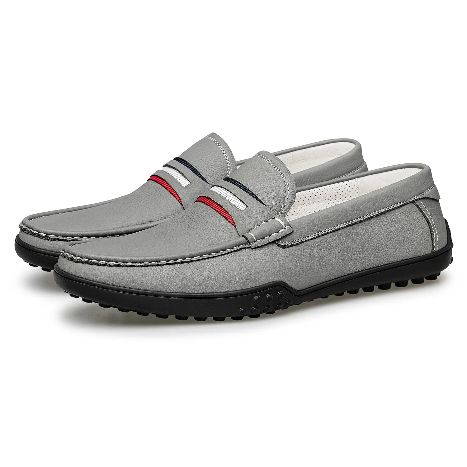 Мужские повседневные туфли из натуральной кожи ZRO, Gray (EU = Athletic Shoes Size-One Size) — фото 4