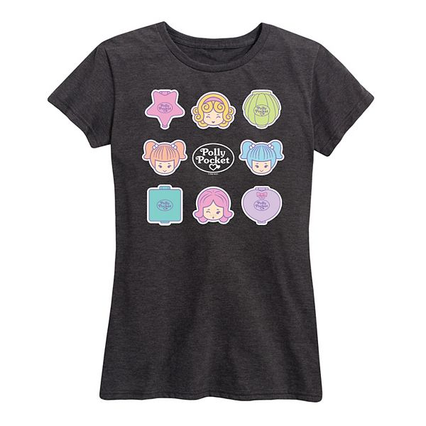 

Женская футболка с сетчатым принтом Polly Pocket, Heather Charcoal, Черный, Женская футболка с сетчатым принтом Polly Pocket, Heather Charcoal
