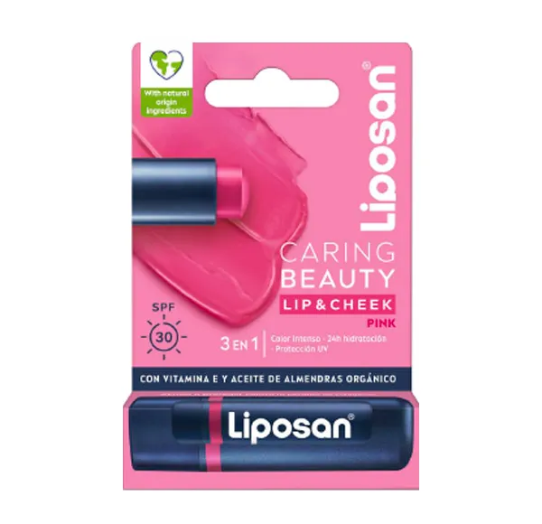 

Бальзам для губ и щек 3 в 1 Caring Beauty Fps 30 Liposan, цвет pink