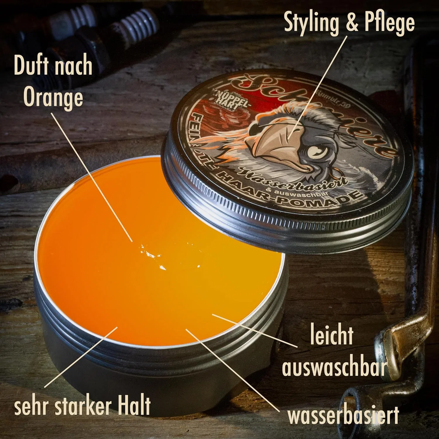 Мужская помада для волос Rumble59 с ароматом апельсина, 250 мл Schmiere Feinste Haar-Pomade — фото 4