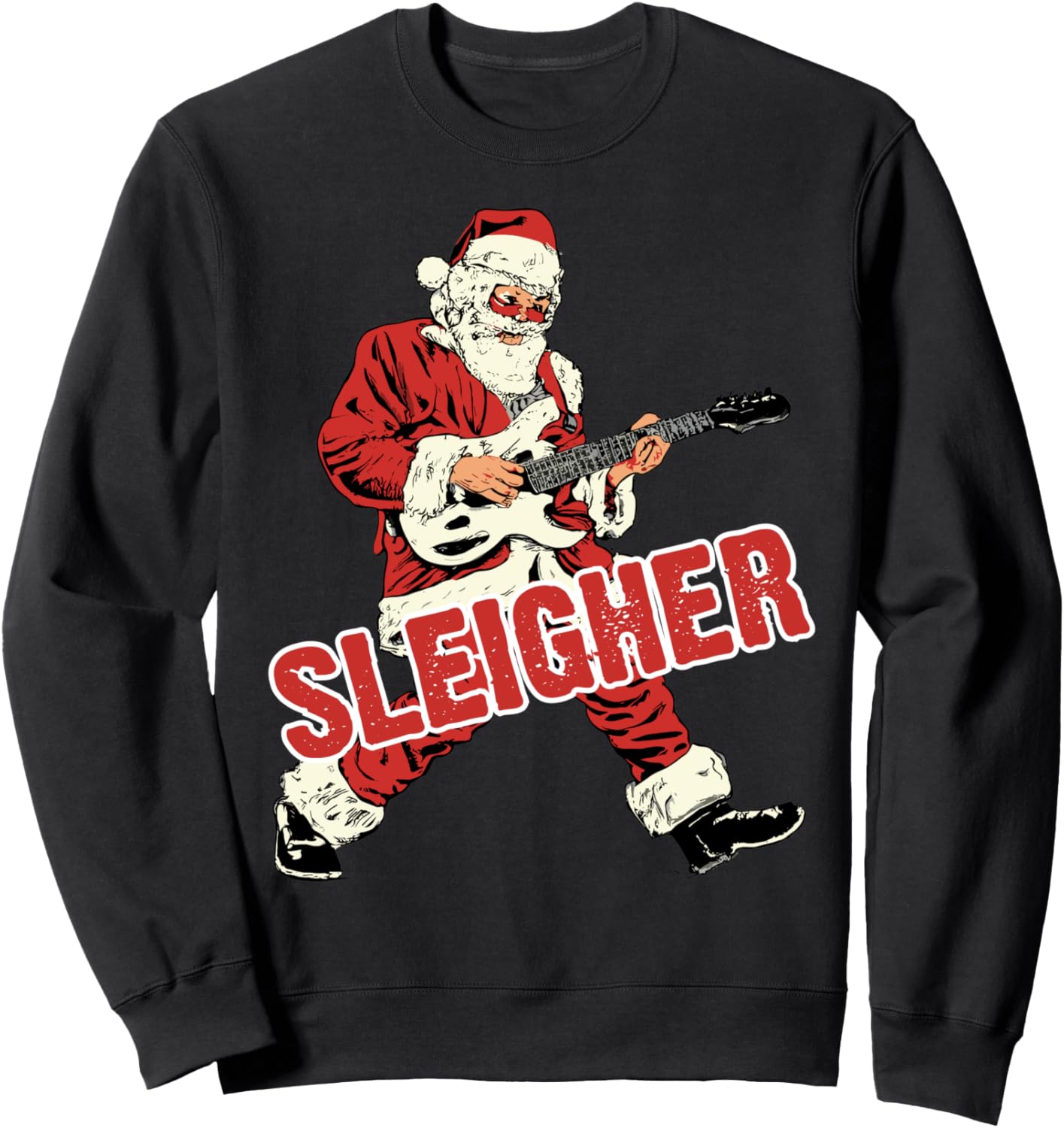 

Толстовка с изображением Санта-Клауса и гитары на рождественских санях Sleigher Christmas Gifts, черный