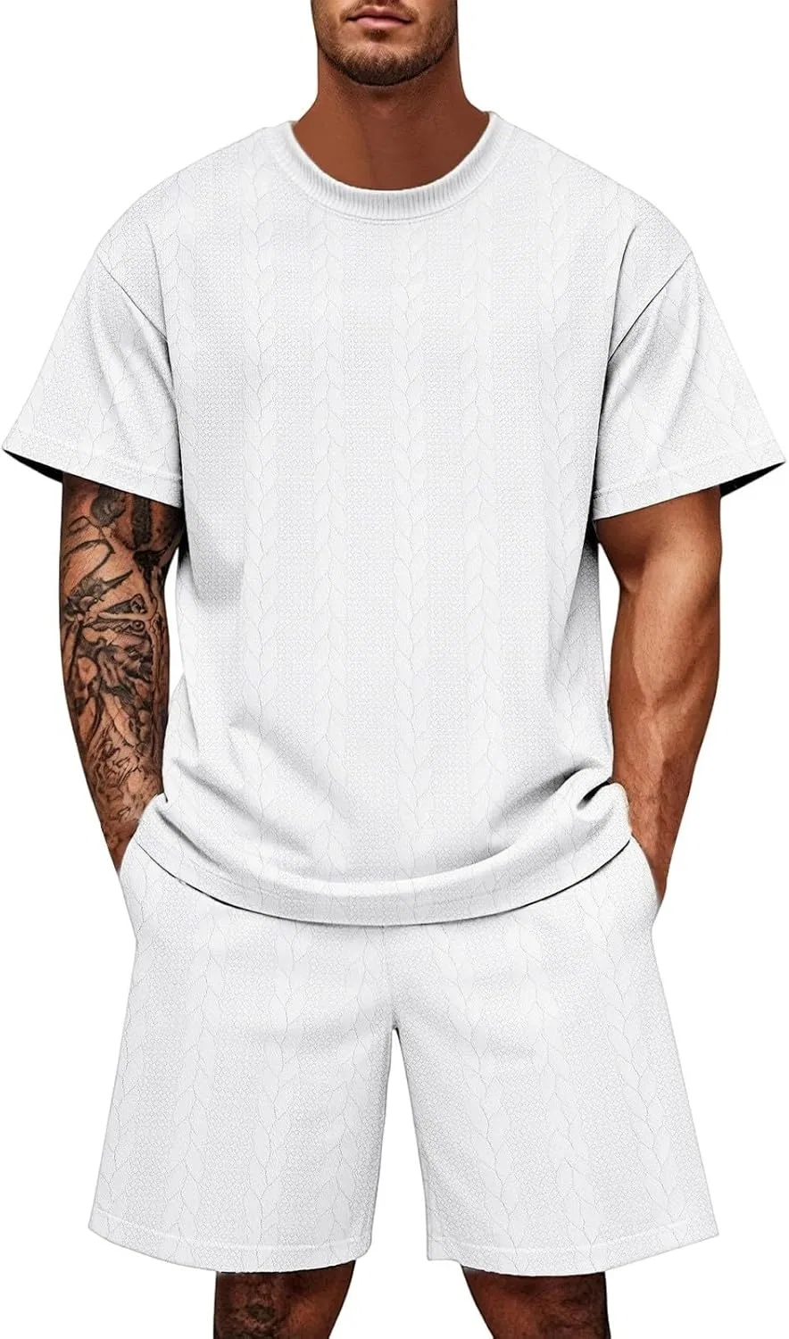 Мужской спортивный костюм из трикотажа, White