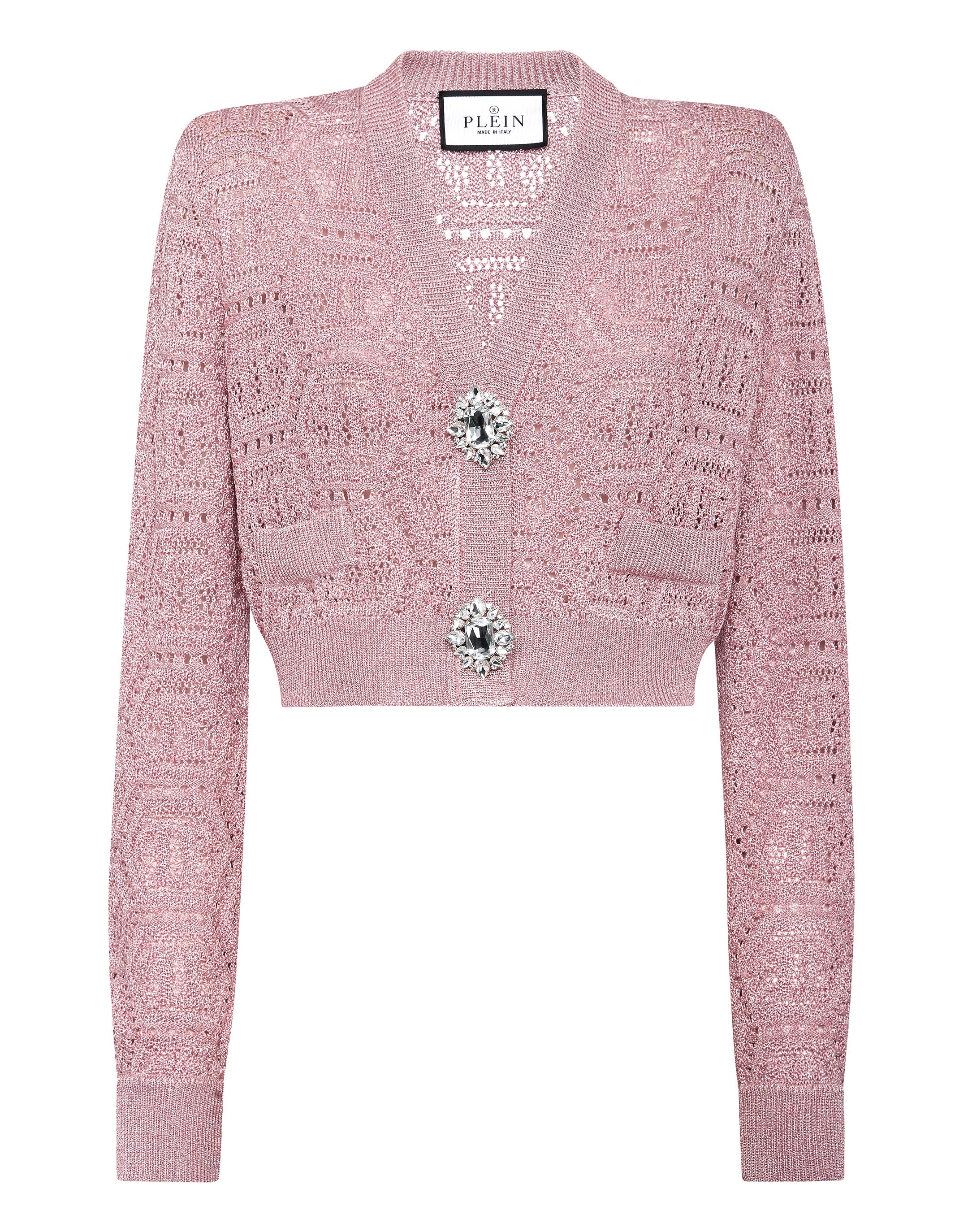 

Кардиган с люрексом и монограммой PHILIPP PLEIN, розовый/розовый