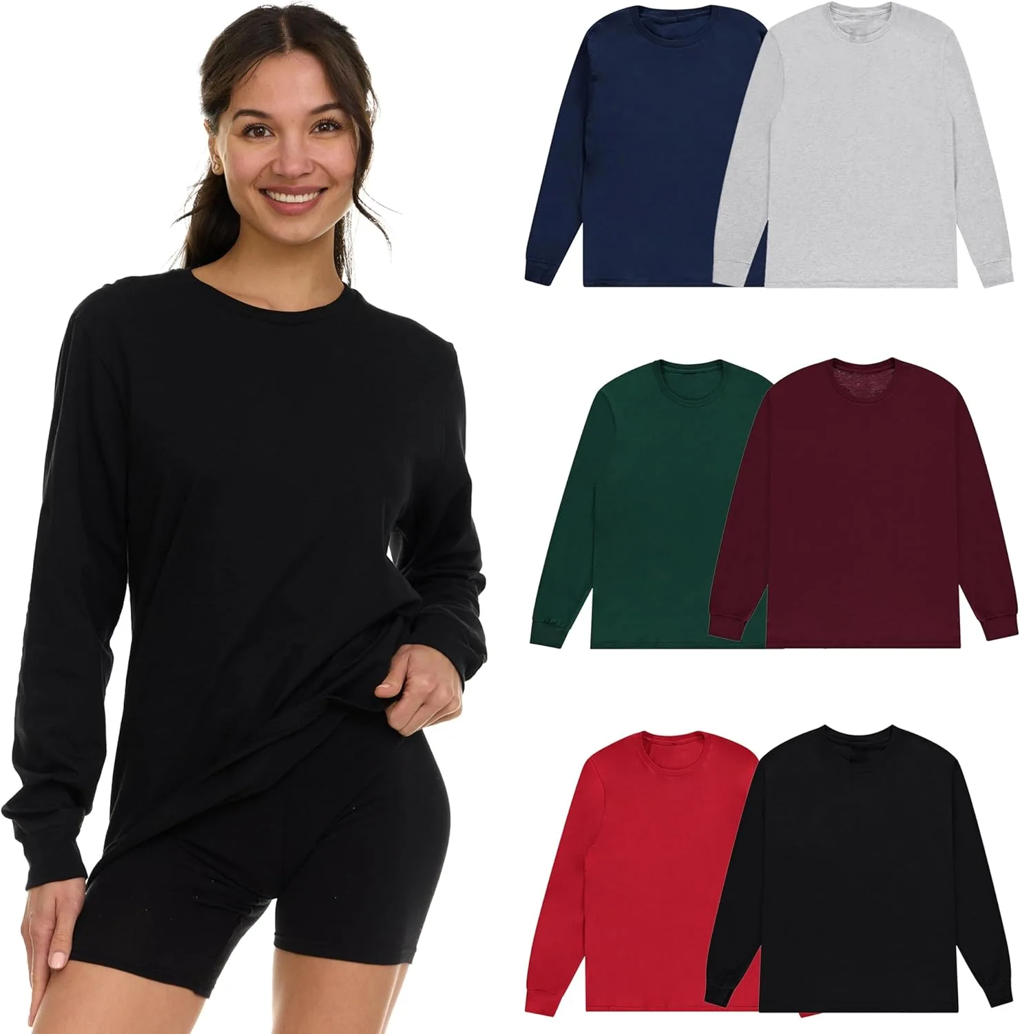 

BILLIONHATS Женская футболка с длинным рукавом, оверсайз, хлопок