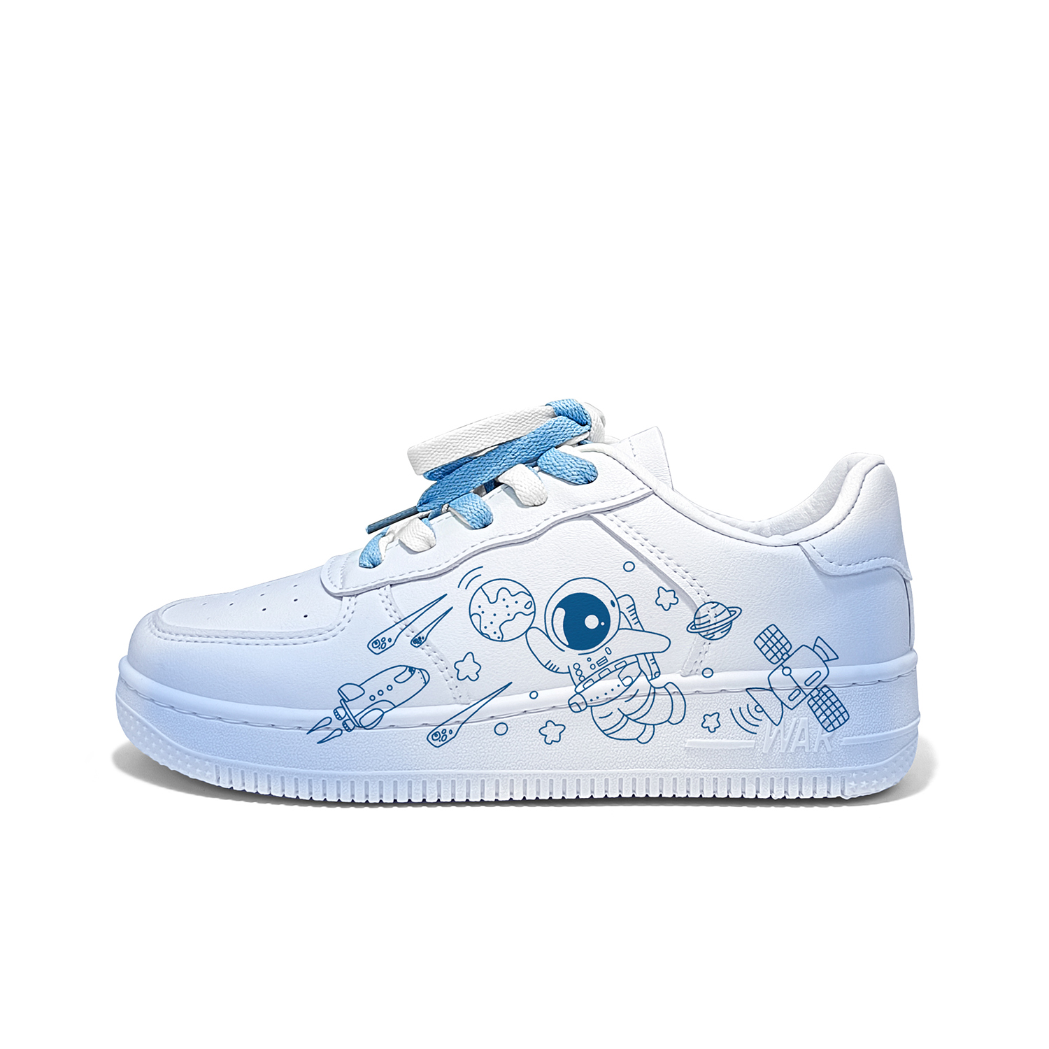 

WARRIOR Скользоустойчивые легкие дышащие низкие скейтерские кроссовки унисекс бело-голубые, цвет White Blue