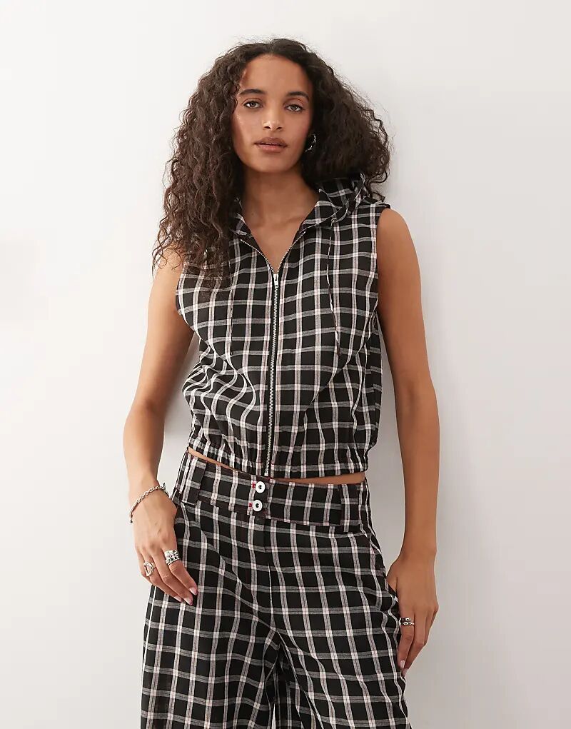 

Кофта COLLUSION с капюшоном и застежкой-молнией в разноцветную клетку