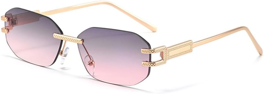 

Солнцезащитные очки UV400 с металлическим безободковым оправом в стиле панк с градиентной расцветкой, подходят для женщин и мужчин, для бега и занятий спортом на открытом воздухе UYPTK, Gold-graypink