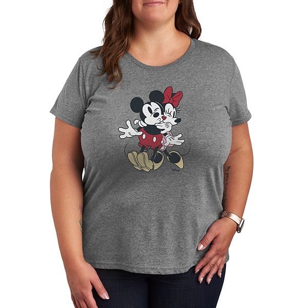

Футболка с принтом «Поцелуй Микки и Минни Маус» Plus size Disney, Heather Gray