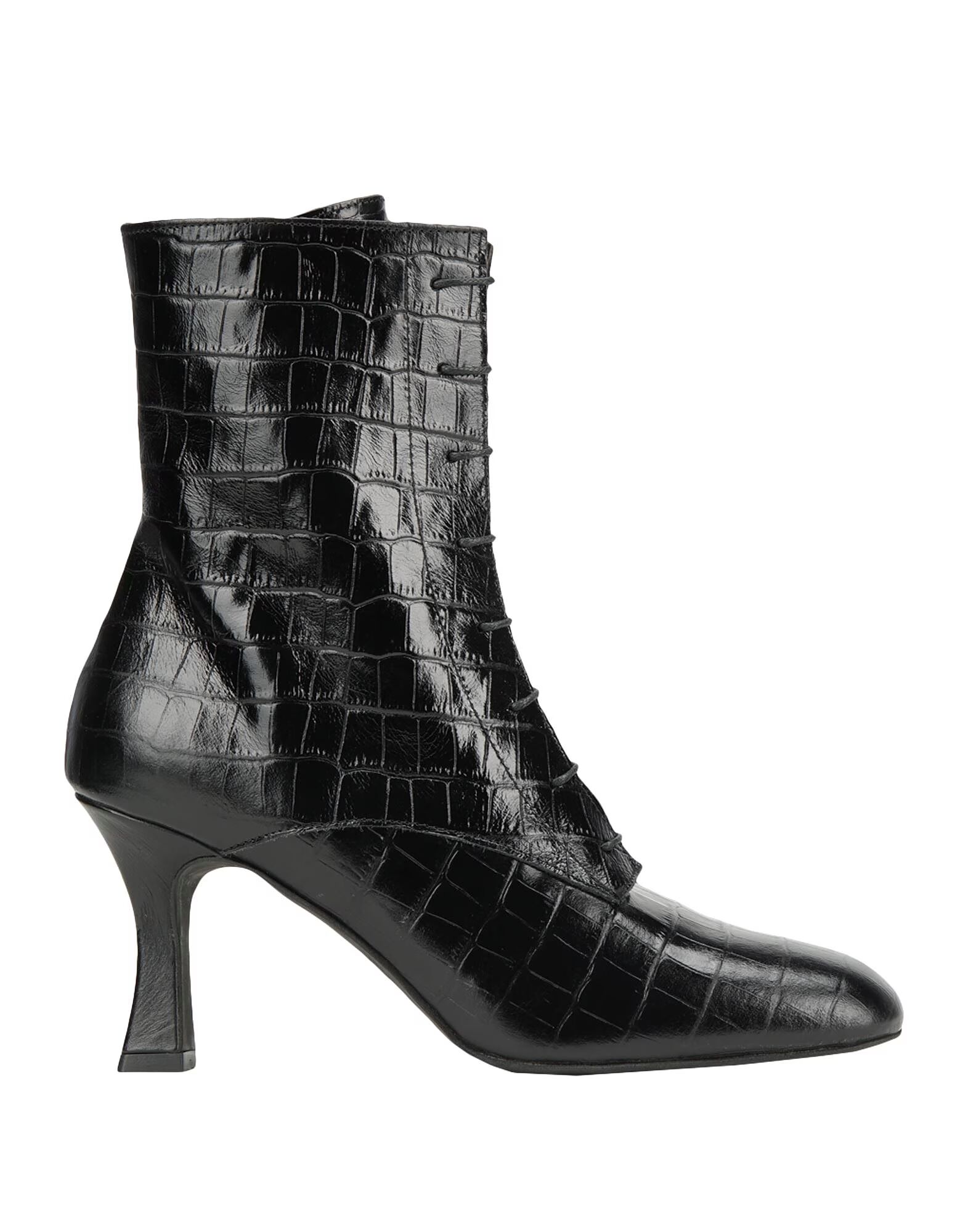 Ботильоны Croc Printed Leather Lace Up Ankle Boot 8 By Yoox, черный