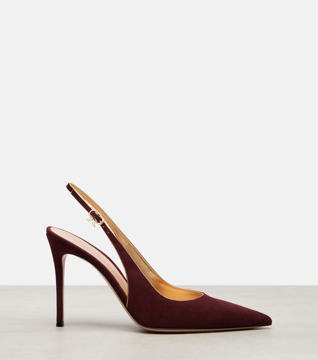 Лодочки Ribbon Sling 95 с ремешком на щиколотке из замши Gianvito Rossi, Royale+Mekong — фото 4