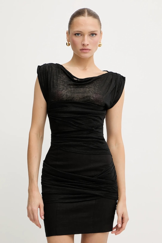 

Льняное платье Pinko, черный