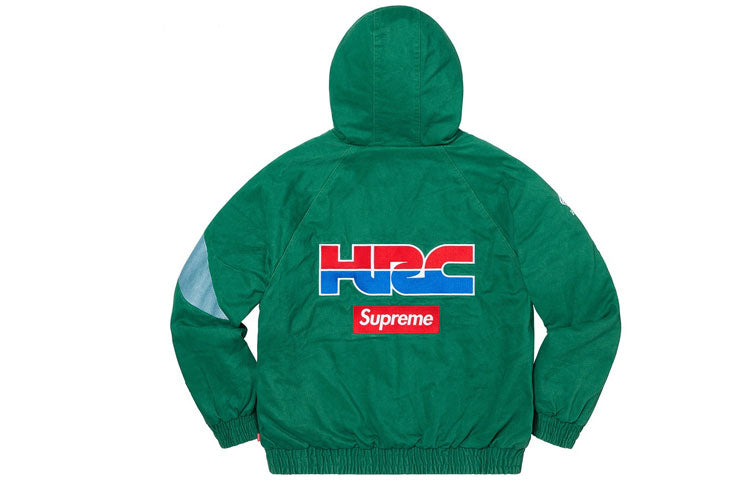 Куртка Supreme x Honda Fox Racing Puffy Zip Up Jacket 'Green', зеленый — фото 2