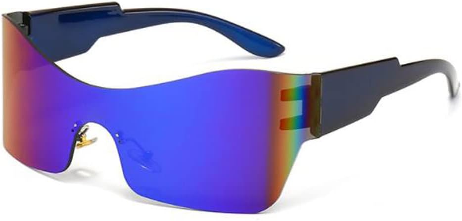 

Солнцезащитные очки PUB Y2K с большой оправой и дугообразным изгибом, футуристические, с защитой от УФ-излучения UV400, для занятий спортом на открытом воздухе, Blue Frame Blue Film