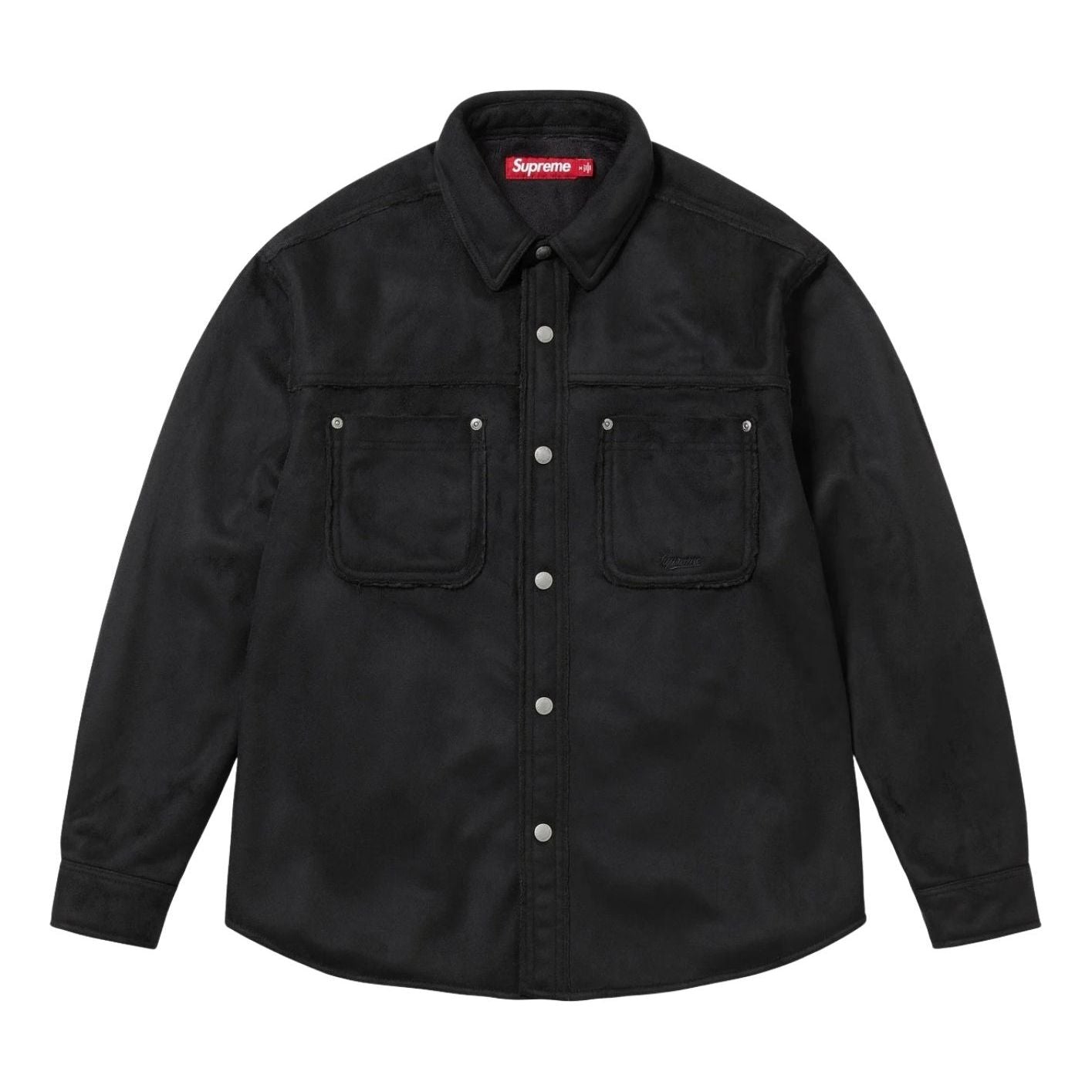 

Рубашка Supreme из искусственной замши на кнопках, черная