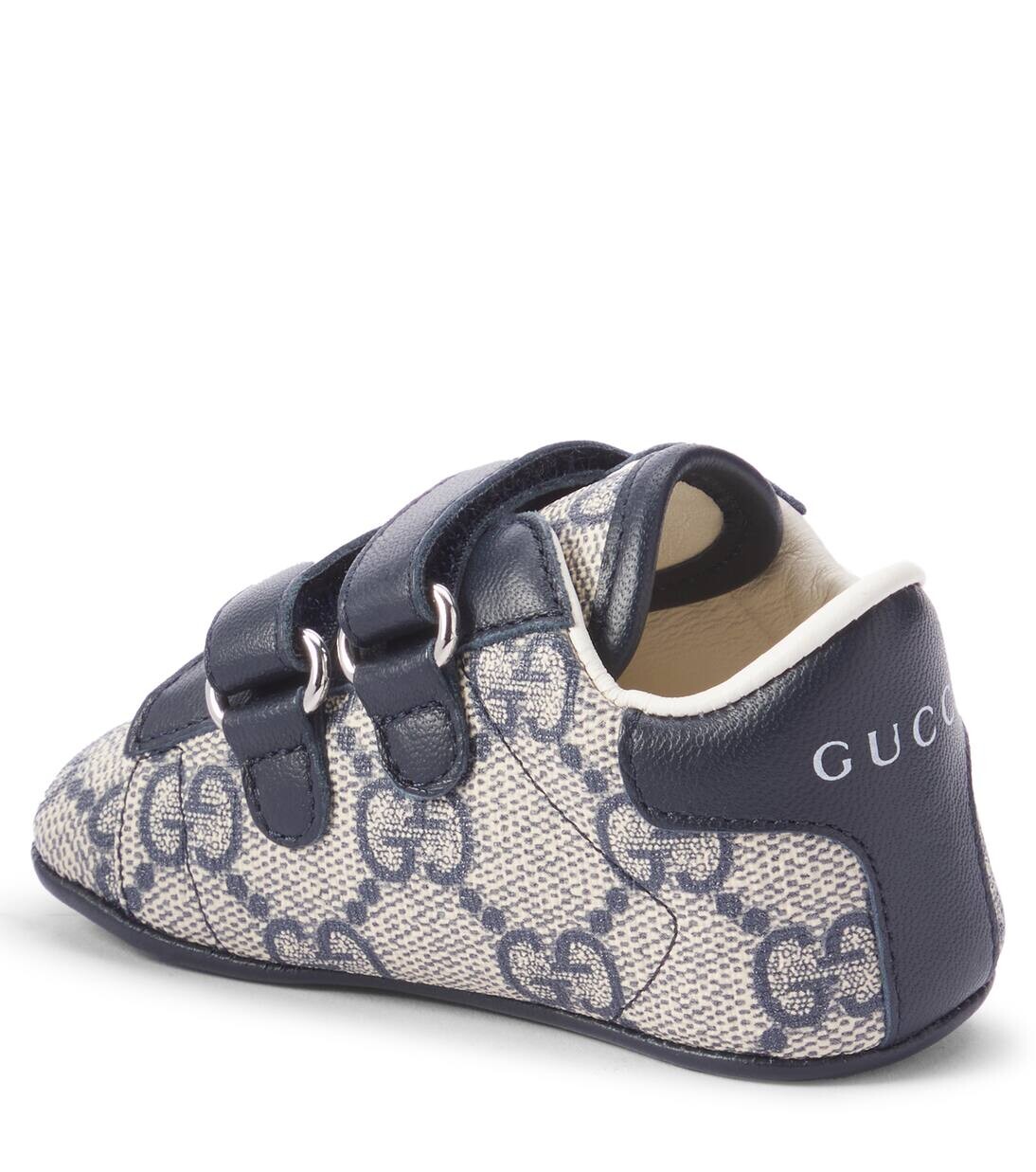 Пинетки Baby Ace GG Canvas Gucci Kids, цвет beige-blu.rb/blu/blu — фото 2