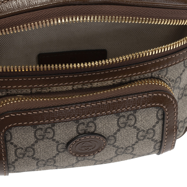 Унисекс сумка через плечо и поясная сумка из канваса с кожаной отделкой Gucci Ebony/Brown — фото 4