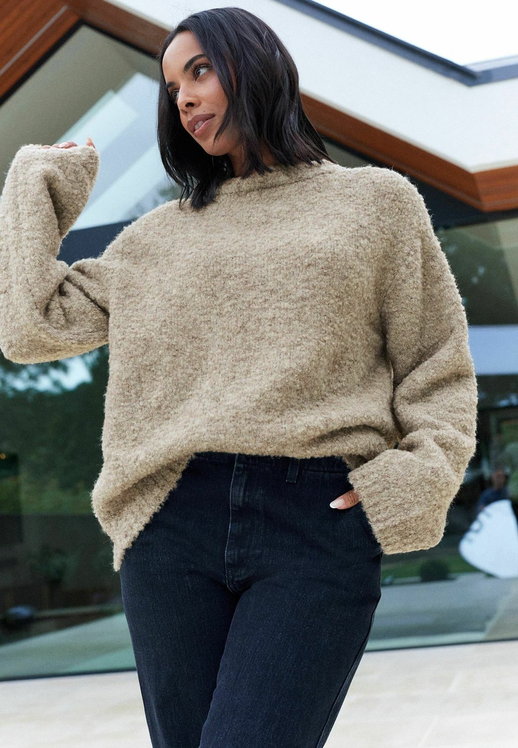 

Джемпер BOUCLE CREW NECK Next, бежевый