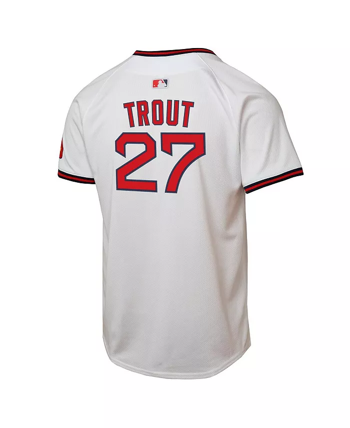 Футболка для мальчиков и девочек Mike Trout белая Los Angeles Angels Alternate 2 Limited Player Nike — фото 3
