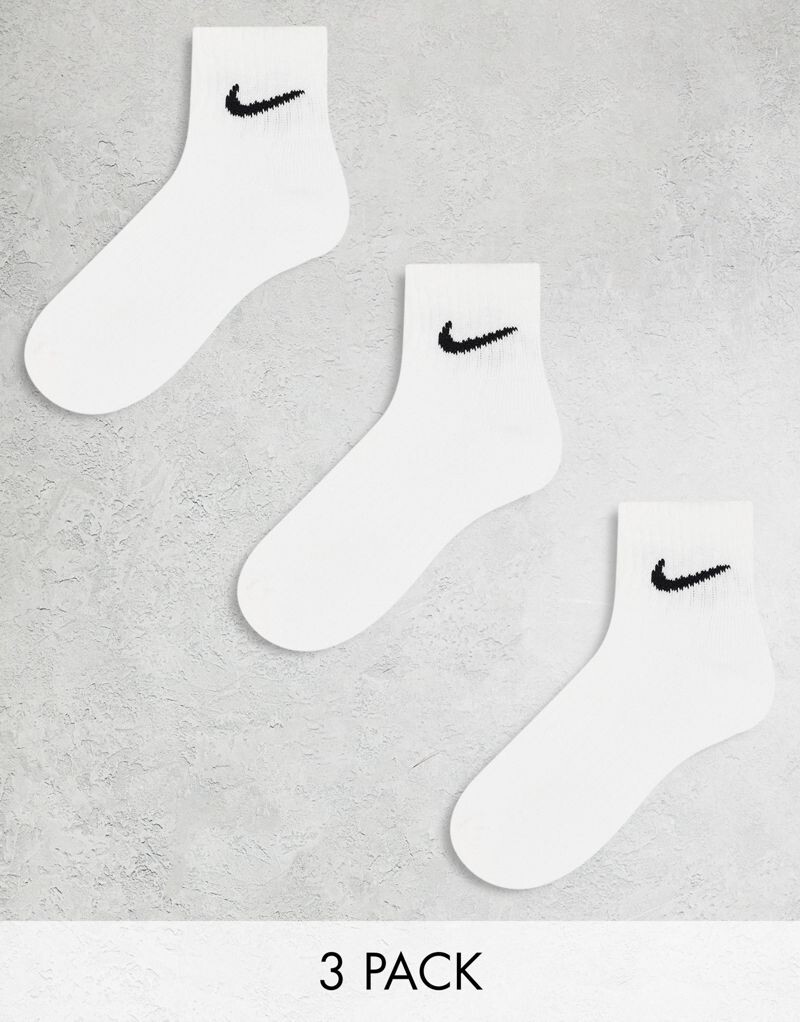 

Комплект из трех белых носков до щиколотки Nike Everyday Cushioned