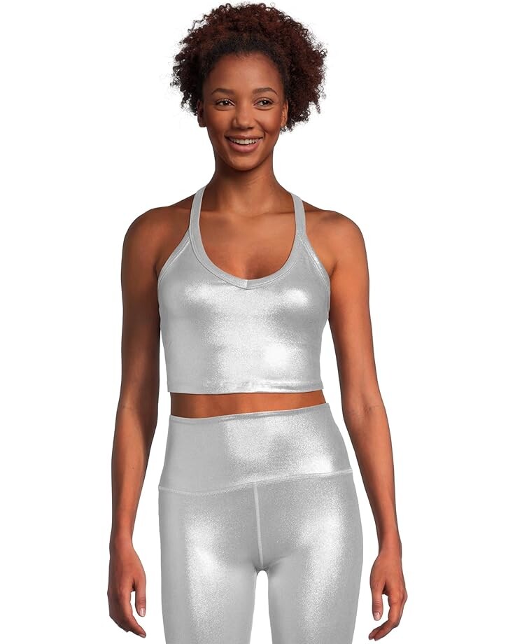 

Топ Beyond Yoga On The Up Cropped Tank, цвет Liquid Silver