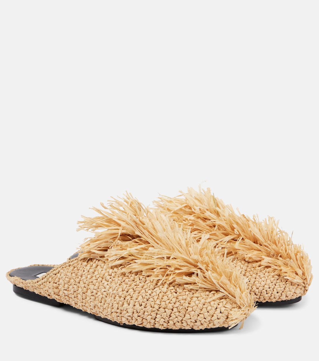 Мюли из рафии с бахромой Jil Sander, Natural