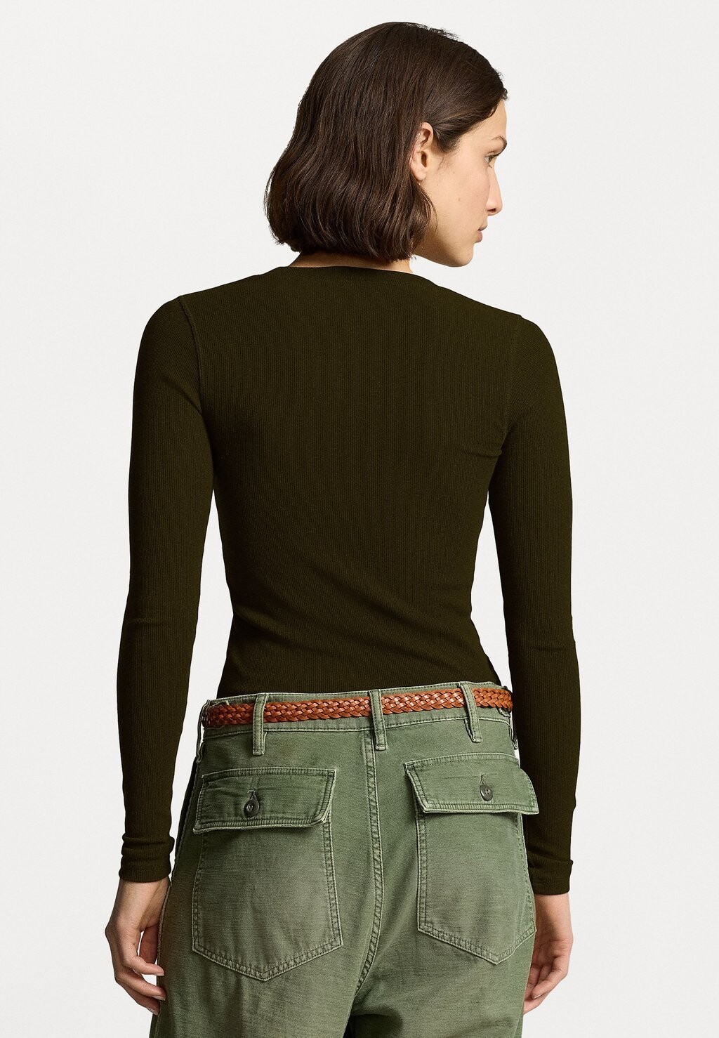 

Вязаный свитер RIBBED SCOOPNECK LONG-SLEEVE TOP Ralph Lauren, темно-зеленый