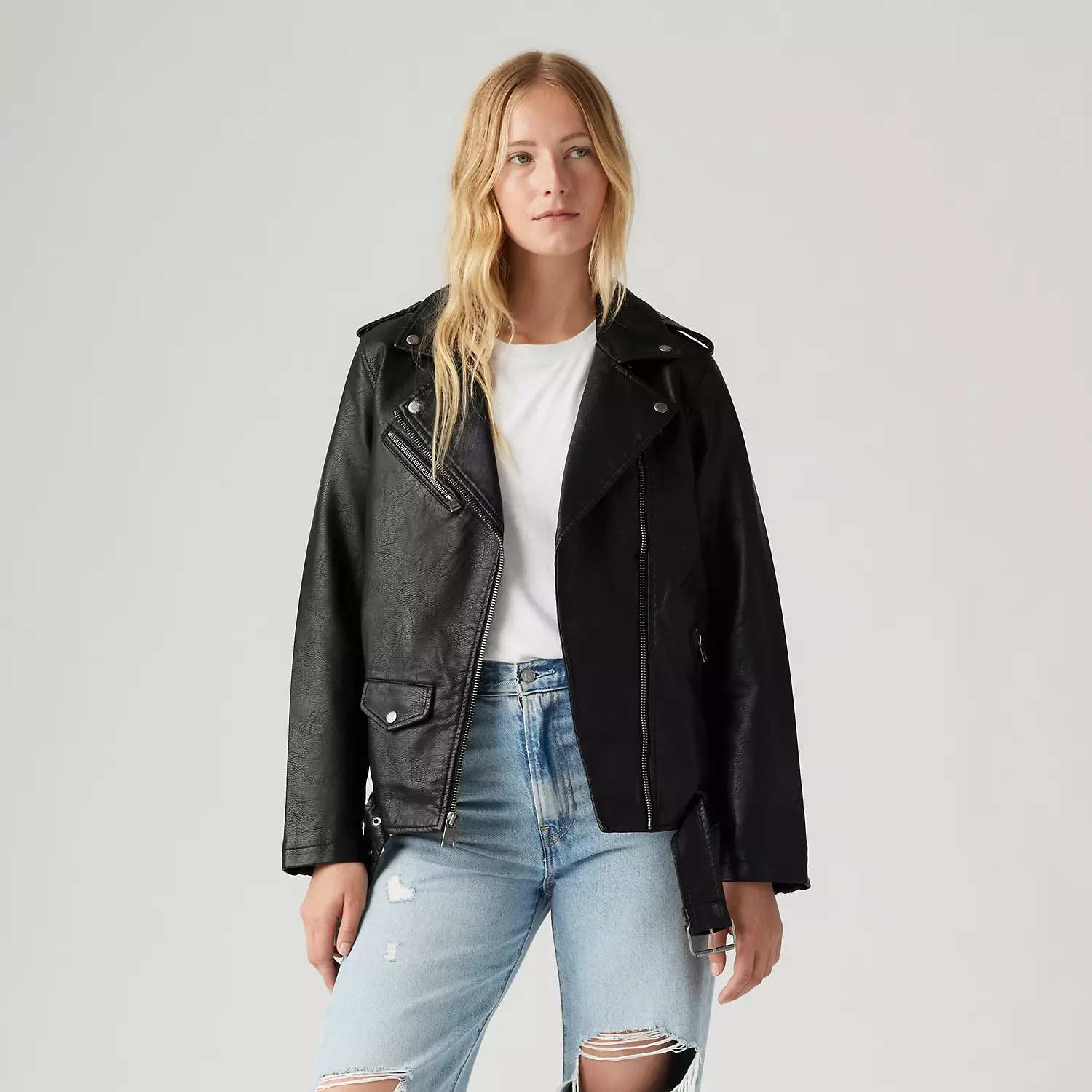 

Длинная байкерская куртка из искусственной кожи Levi's, черный