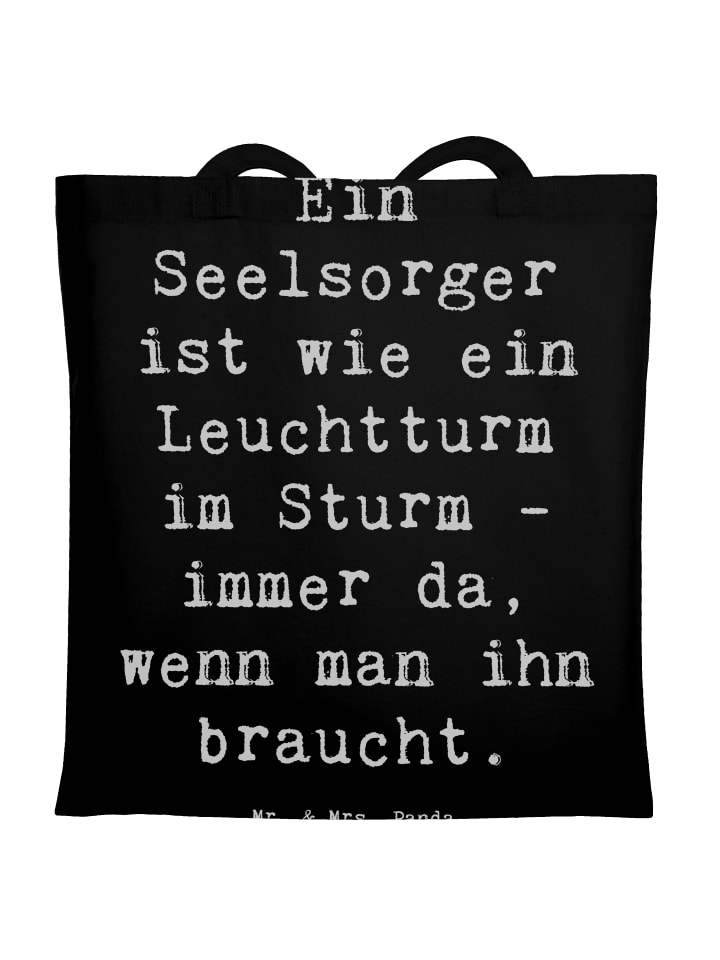 

Сумка-шоппер с надписями Пастор, Маяк и Высказывание в черном цвете Mr. & Mrs. Panda
