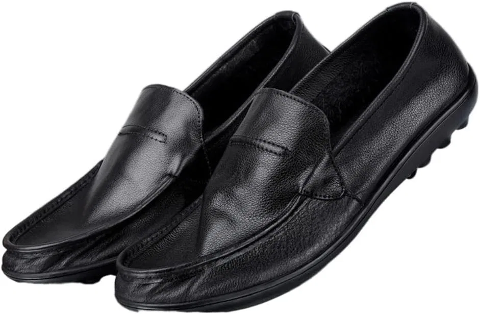 Лоферы мужские, кожаные, дышащие, Smoking Loafer Driving Moccasins, Black ZUZALA — фото 4
