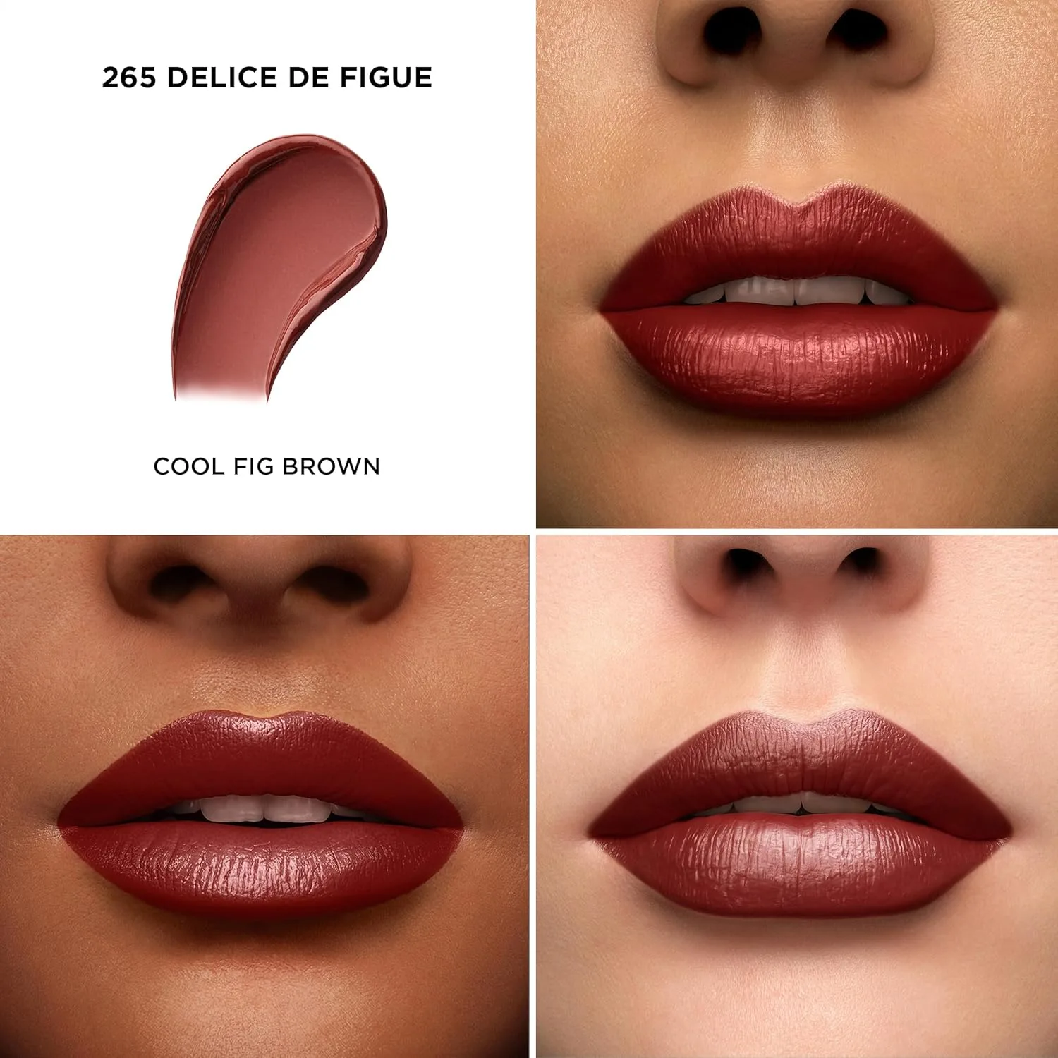Увлажняющая кремовая помада Lancôme L'Absolu Rouge - стойкость к размазыванию и сияющий финиш - комфорт до 18 часов., 265 Delice De Figue: cool fig brown — фото 2