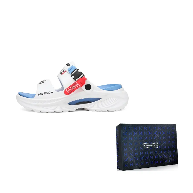 

MESUCA Летние мужские тапочки с мягкой подошвой, упругие и пружинящие, пляжные сланцы унисекс в коробке, бело-голубые, цвет White Blue