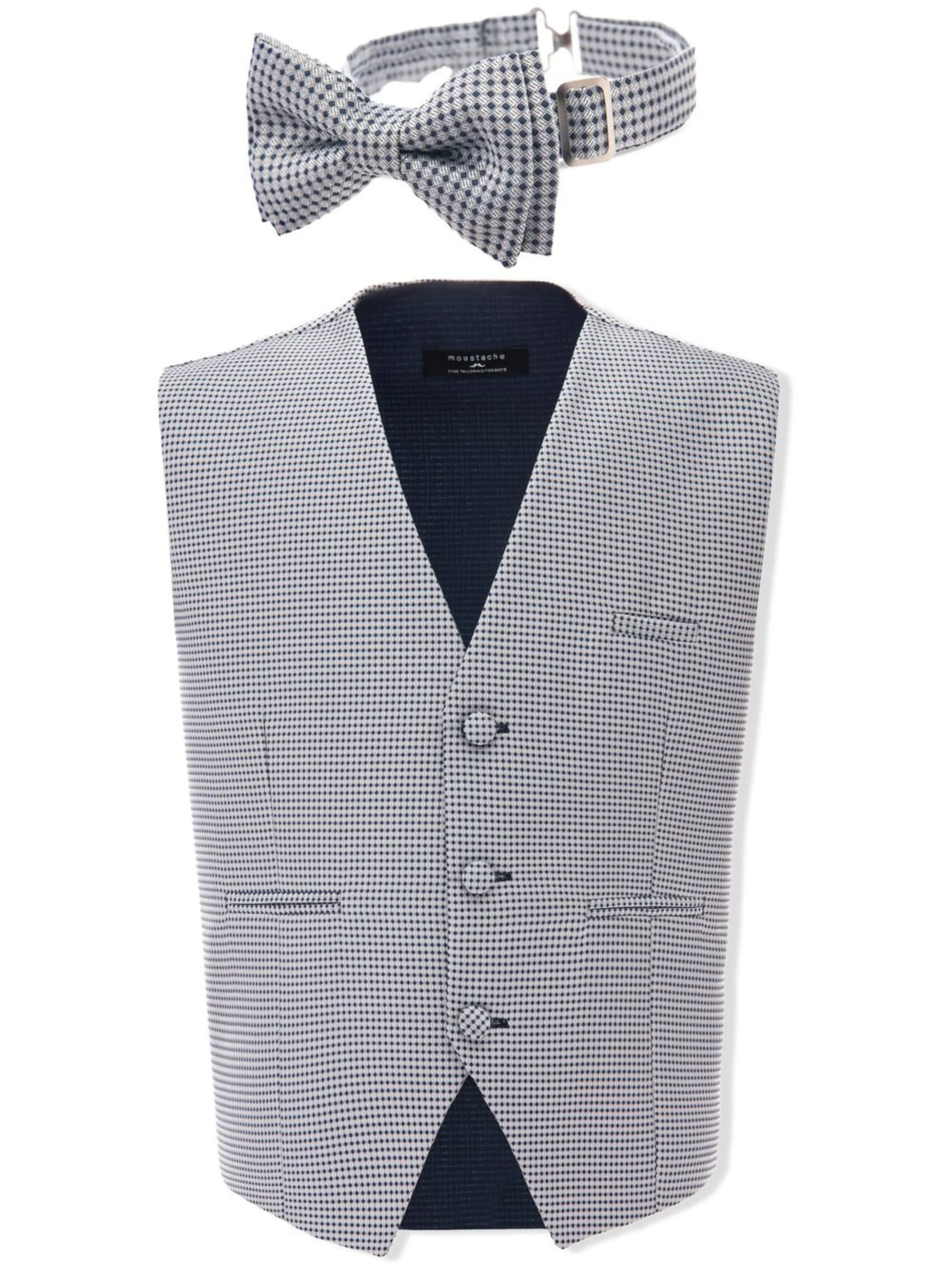 

Комплект из жилета и галстука-бабочки с геометричным принтом Moustache, серый