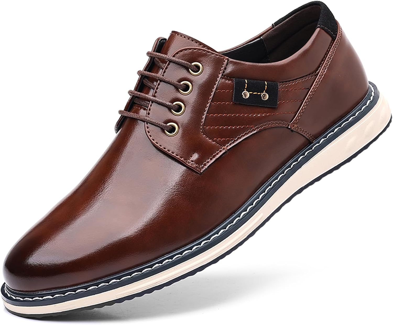 

Мужские повседневные туфли-оксфорды на шнуровке, модные удобные кожаные кроссовки, классические деловые формальные дерби Qijozxn, коричневый