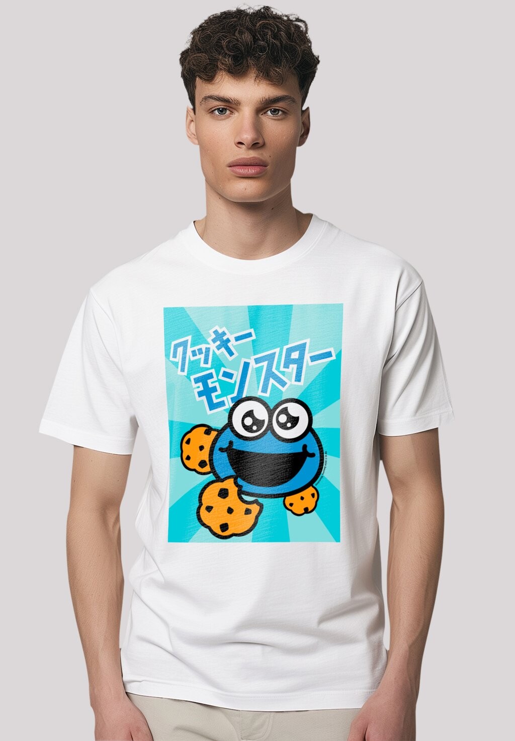 

Футболка с принтом SESAMSTRASSE COOKIE MONSTER ANIME F4NT4STIC, белый