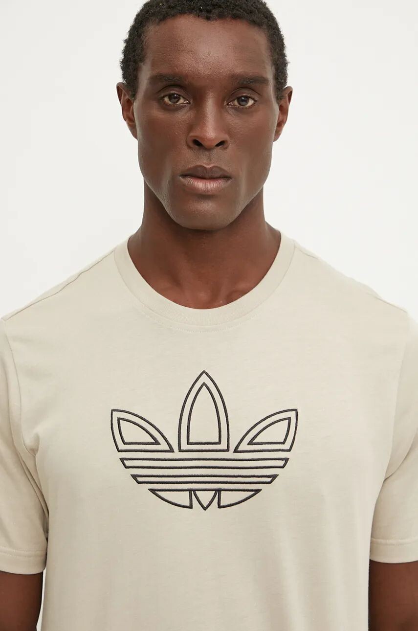 

Хлопковая футболка adidas Originals Outline Tee, бежевый