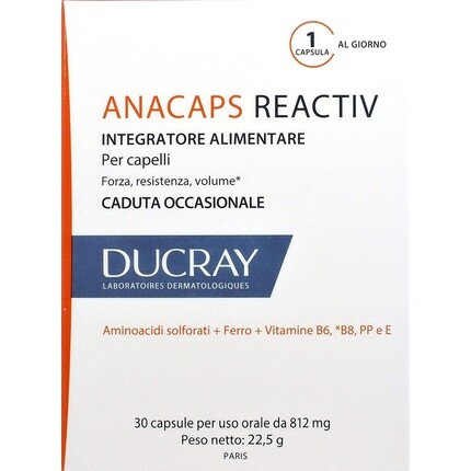 

Anacaps Reactiv для волос и ногтей, 30 капсул, Ducray