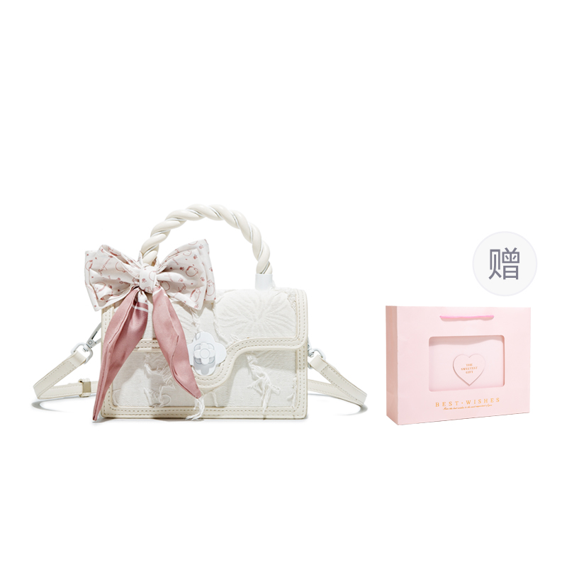 

MACKJANICE Джинсовый холщовый маленький квадратный рюкзак, Fringe White+Box Limited Edition
