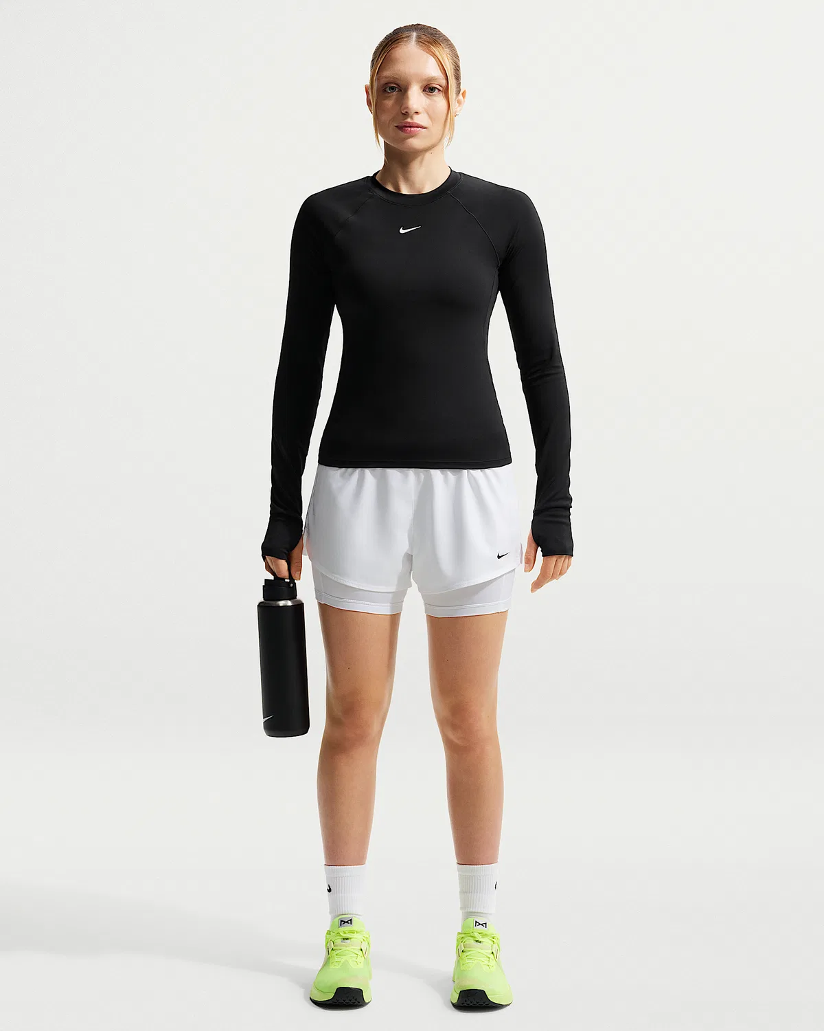 Женские шорты Nike One Dri-FIT с высокой посадкой 3" 2-в-1, White/Black